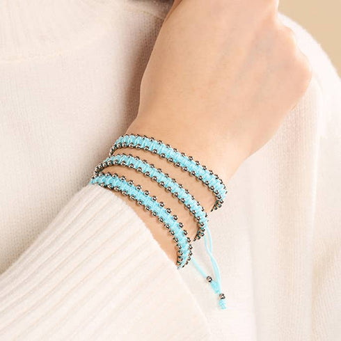 Silber x Himmelblau | Freundschaftsarmband DOT